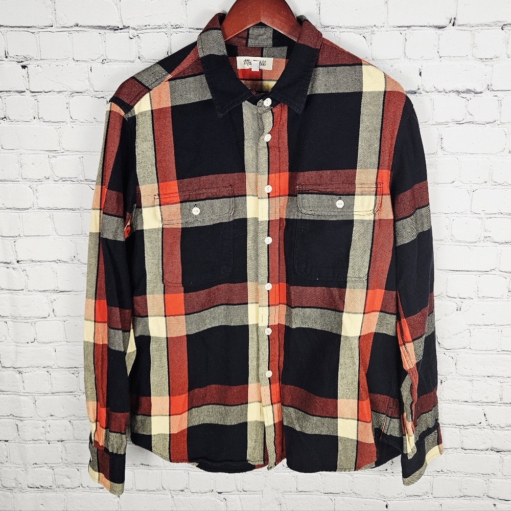 MADEWELL | double windowpane plaid twill button up shirt